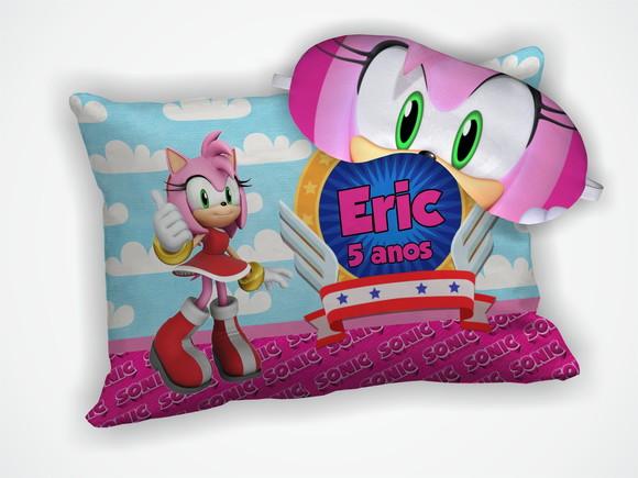 Kit Almofada 18x28cm+ Mascara de Dormir Sonic Amy