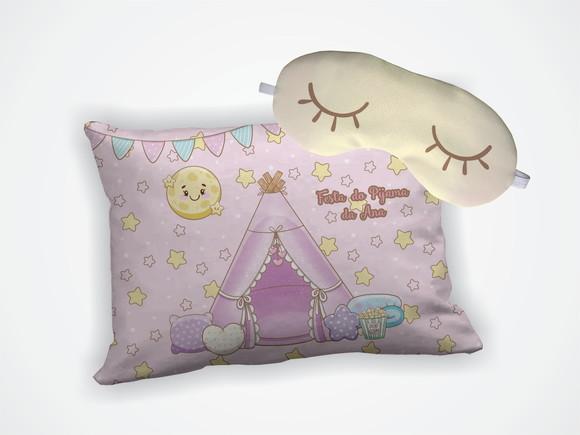 Kit Almofada 18x28cm + Mascara de Dormir Festa do Pijama