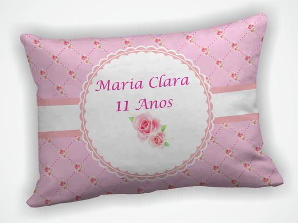 Lembrancinha Mini Almofada 18x28cm Personalizada Floral Rosa