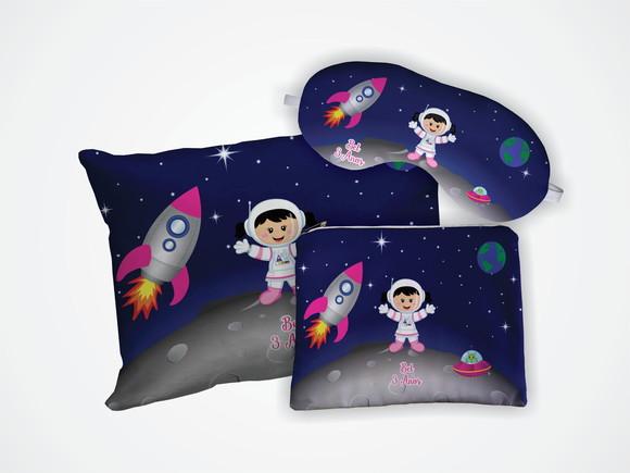 Kit Almofada 18x28 + Mascara + Nécessaire Astronauta