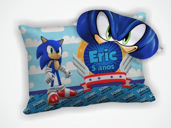 Kit Almofada 18x28cm + Mascara de Dormir Sonic Amy