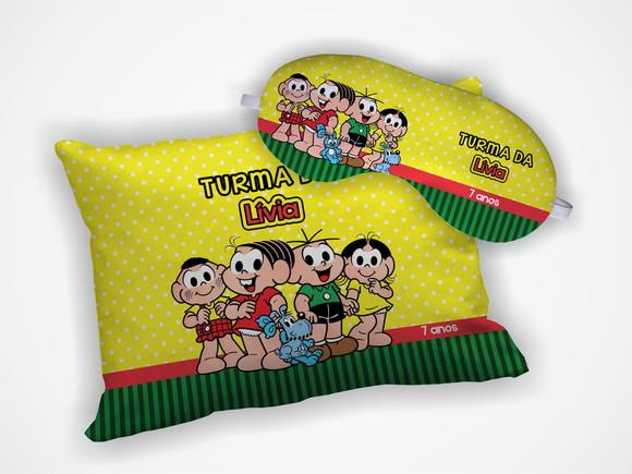 Kit Almofada 18x28cm + Mascara de Dormir Turma da Monica