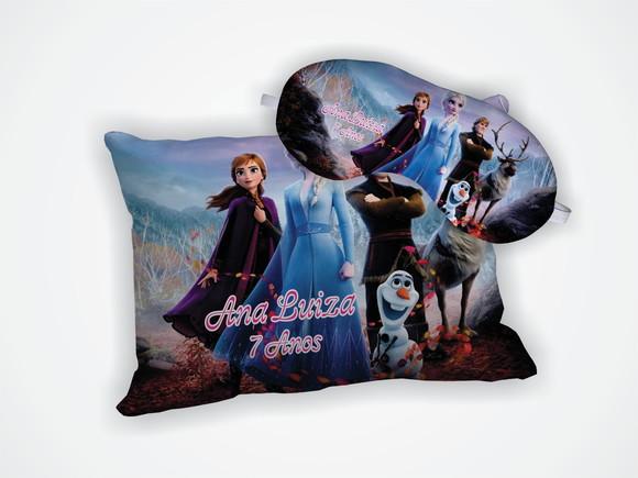 Kit Mini Almofada 18x28cm + Mascara de Dormir Frozen