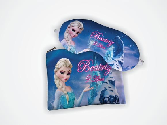 Lembrancinha Kit Necessaire + Máscara de Dormir Frozen