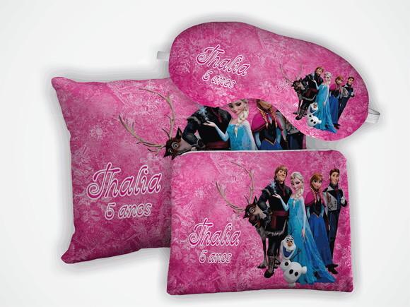 Kit Mini Almofada 18x28 + Mascara + Necessaire Frozen