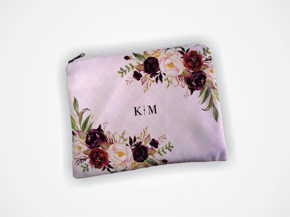Necessaire 19x13cm Madrinha Marsala e Rosa