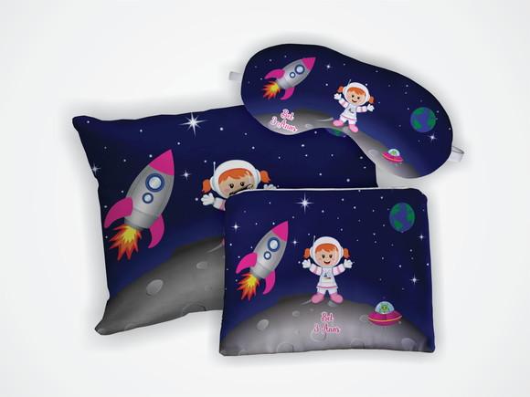 Kit Almofada 19x29 + Mascara + Nécessaire Astronauta