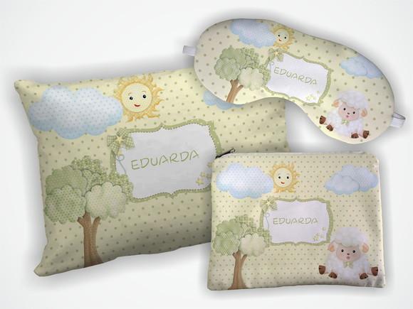 Kit Almofada 18x28cm+ Mascara + Nécessaire Ovelha