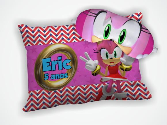 Kit Almofada 18x28cm+ Mascara de Dormir Sonic Amy