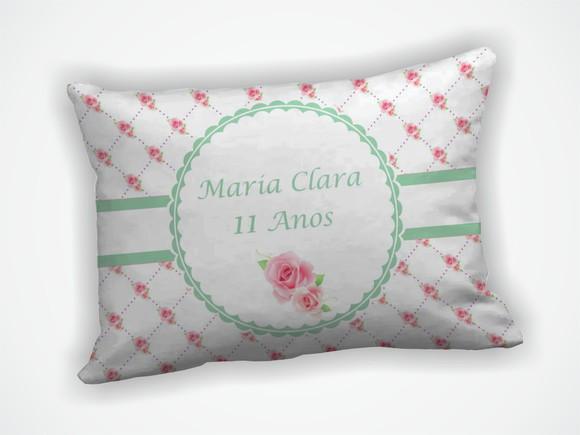 Almofada 18x28cm Personalizada Floral Rosa