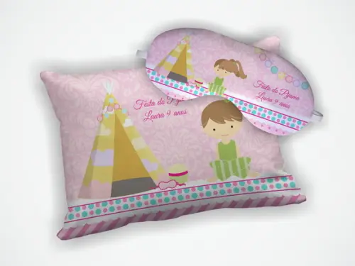 Kit Almofada 18x28cm + Mascara de Dormir Noite do Pijama