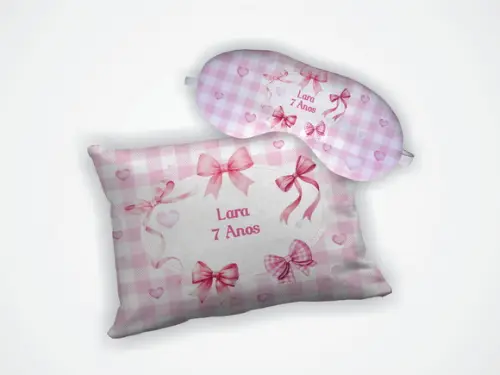 Kit Almofada 18x28cm + Mascara de Dormir Laço