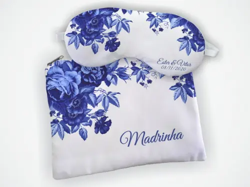 Kit Necessaire + Mascara Madrinha Casamento Azul