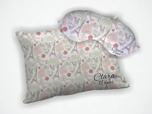 Kit Almofada 18x28cm+ Mascara de Dormir Paris
