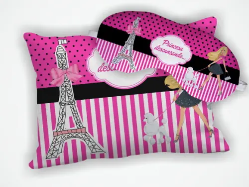 Kit Almofada 18x28cm + Mascara de Dormir Barbie