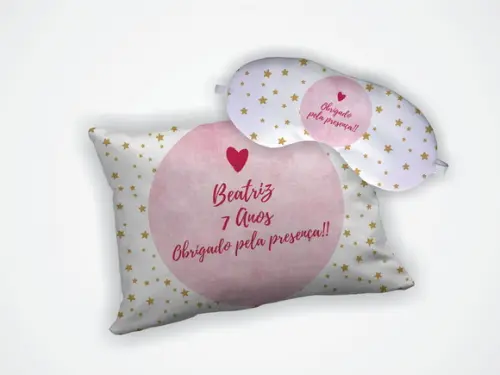 Kit Almofada 18x28cm + Mascara de Dormir Estrelas