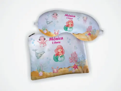 Kit Personalizado Necessaire + Mascara Sereia Fundo Mar