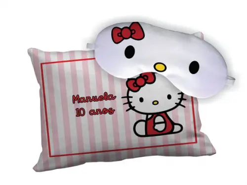 Kit Almofada 18x28cm + Mascara de Dormir Hello Kitty