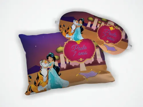 Kit Almofada 18x28cm+ Mascara de Dormir Princesa Jasmine