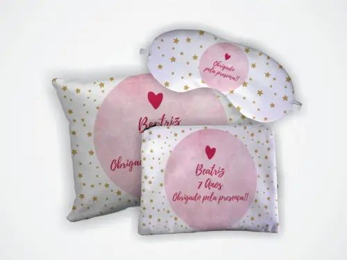 Kit Almofada 18x28+ Mascara + Nécessaire Estrelas