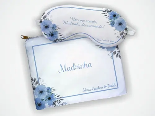 Kit Necessaire + Mascara Madrinha Casamento Azul