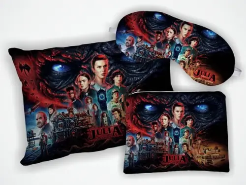 Kit Almofada 18x28cm+ Mascara + Nécessaire Stranger Things