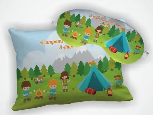 Kit Almofada 18x28cm + Mascara de Dormir Acampamento