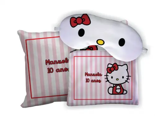 Kit Almofada 18x28 + Mascara + Nécessaire Hello Kitty