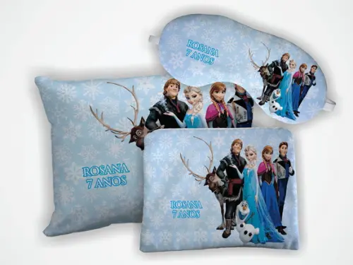 Kit Mini Almofada 18x28 + Mascara + Necessaire Frozen