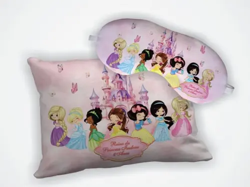 Kit Lembrancinha Almofada 18x28cm+mascara Princesas