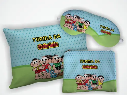Kit Almofada 18x28cm+ Mascara + Nécessaire Turma da Monica