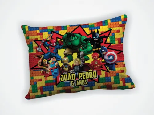 Lembrancinha Mini Almofada 18x28cm Lego Super Herois