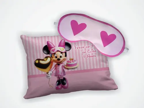 Lembrança Kit Almofada 18x28cm+mascara Minnie Festa Pijama