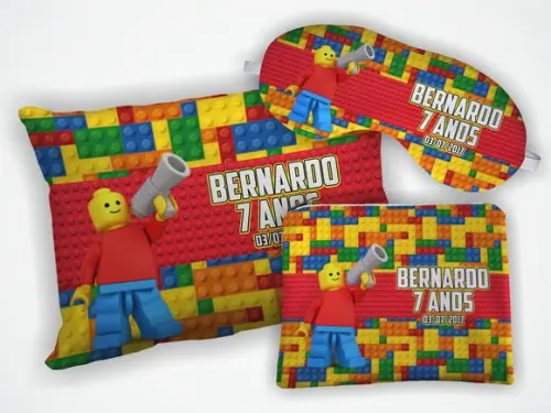 Kit Almofada 18x28cm+ Mascara + Nécessaire Lego