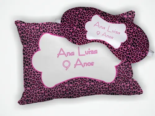 Kit Almofada 18x28cm + Mascara de Dormir Onça