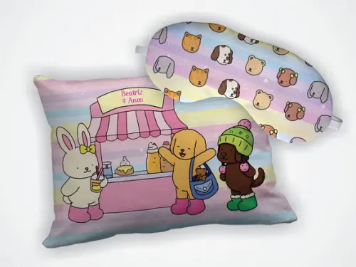 Kit Mini Almofada 18x28cm + Mascara de Dormir Bobbie Goods