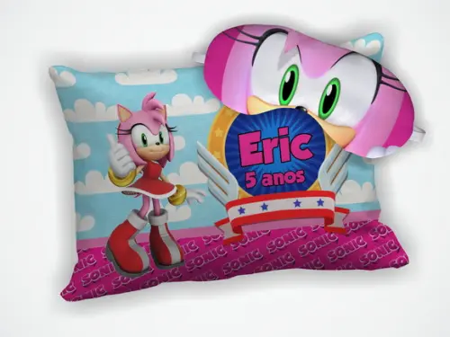 Kit Almofada 18x28cm+ Mascara de Dormir Sonic Amy