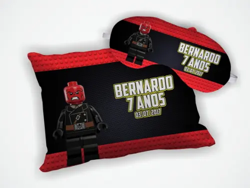Kit Almofada 18x28cm+ Mascara de Dormir Lego