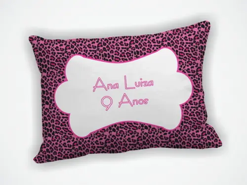Almofada 18x28cm Personalizada Onça Rosa