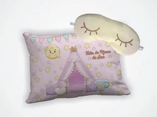 Kit Almofada 18x28cm + Mascara de Dormir Festa do Pijama