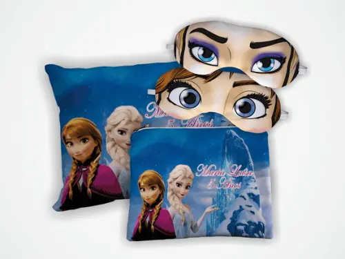 Kit Mini Almofada 18x28 + Mascara + Necessaire Frozen