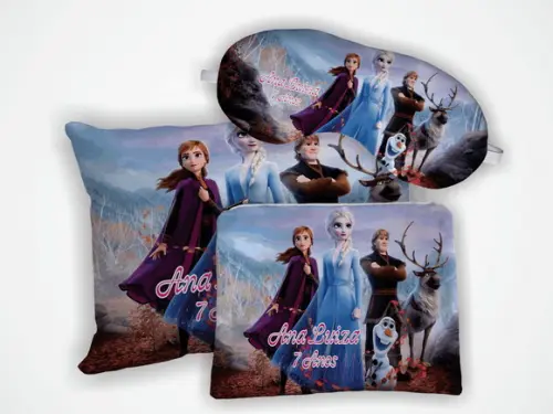 Kit Mini Almofada 18x28 + Mascara + Necessaire Frozen