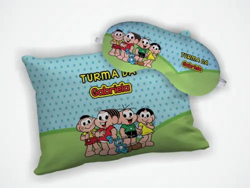 Kit Almofada 18x28cm + Mascara de Dormir Turma da Monica