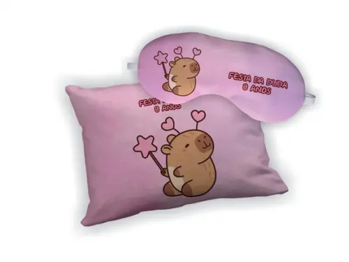 Kit Almofada 18x28cm + Mascara de Dormir Capivara
