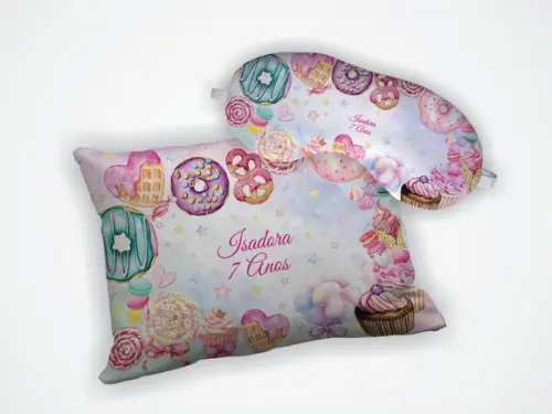 Kit Almofada 18x28cm + Mascara de Dormir Doces