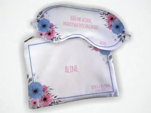 Kit Necessaire + Mascara Madrinha Rosa e Azul