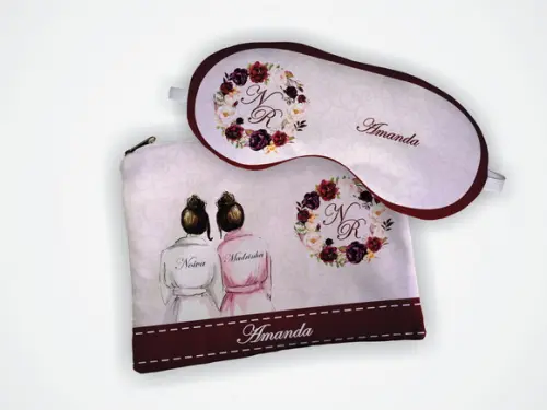 Kit Necessaire + Mascara Madrinha Marsala e Rosa
