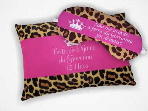 Kit Almofada 18x28cm+ Mascara de Dormir Onça
