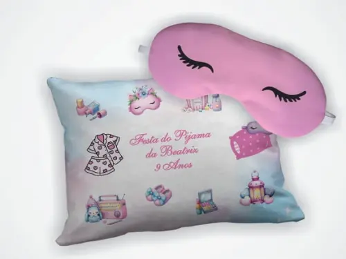 Lembrança Kit Almofada 18x28cm +mascara Dormir Noite Pijama