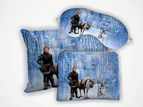 Kit Mini Almofada 18x28 + Mascara + Necessaire Frozen